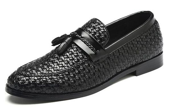 fashion weave pattern tassel fringe leather shoes slip on casual loafers plus size round toe men shoes gift for father, Black
fashion weave pattern tassel fringe leather shoes slip on casual loafers plus size round toe men shoes gift for father, Black