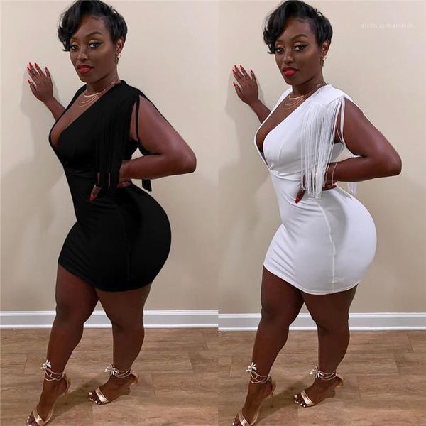 tight nightclub pure color dress summer european and american deep v fringe slim women dress, Black;gray
tight nightclub pure color dress summer european and american deep v fringe slim women dress, Black;gray