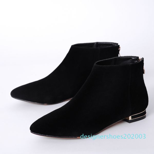 women genuine suede leather pointed toe flats autumn ankle brand designer leisure comfortable short booties shoes women d03, Black
women genuine suede leather pointed toe flats autumn ankle brand designer leisure comfortable short booties shoes women d03, Black
