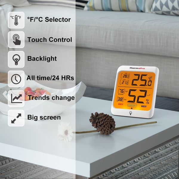 thermopro tp53 digital indoor thermometers & hygrometers humidity weather station room thermometer with touch back light
thermopro tp53 digital indoor thermometers & hygrometers humidity weather station room thermometer with touch back light