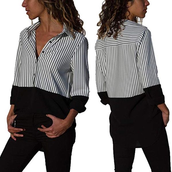 women's blouses & shirts 2021 autumn long sleeve color block stripe button shirt female blouse korean woman clothes fashion womens, White
women's blouses & shirts 2021 autumn long sleeve color block stripe button shirt female blouse korean woman clothes fashion womens, White