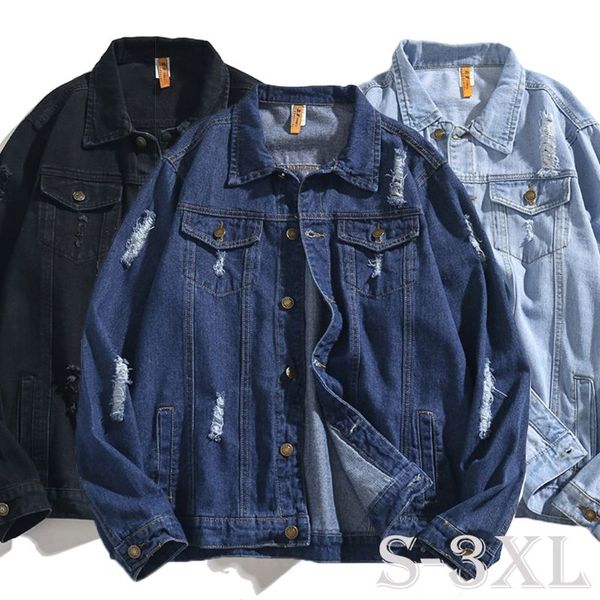 2019 new men denim jackets ripped holes jeans jackets streetwear casual outwear coat, Black;brown
2019 new men denim jackets ripped holes jeans jackets streetwear casual outwear coat, Black;brown