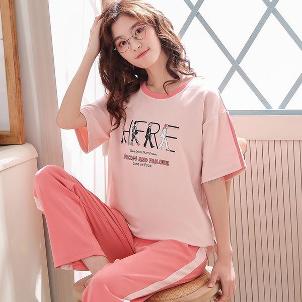 printed short-sleeved t-shirt trousers 2pcs pajamas cartoon pyjamas women pijama mujer invierno home clothing large size pink, Black;red
printed short-sleeved t-shirt trousers 2pcs pajamas cartoon pyjamas women pijama mujer invierno home clothing large size pink, Black;red
