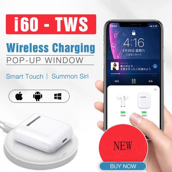 

i60 tws Air Pop up 1to1 наушники Беспроводная связь Bluetooth 5.0 Наушники QI Зарядка Наушники Наушники PK i10 i20 i30 TWS Бобы W1 Чип