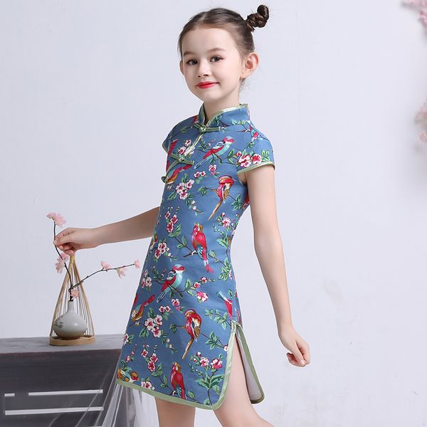 

2019 short sleeve cheongsam qipao traditional chinese costumes girls hanfu tang dynasty qing dress dance costume dqs1425, Black;red