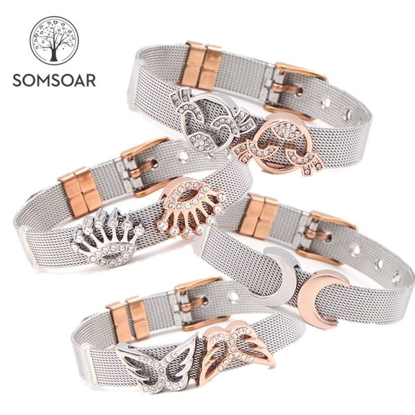 somsoar jewelry stainless steel keeper mesh bracelet with silver & rose gold slide charms two-tone mesh bracelet set, Golden;silver
somsoar jewelry stainless steel keeper mesh bracelet with silver & rose gold slide charms two-tone mesh bracelet set, Golden;silver