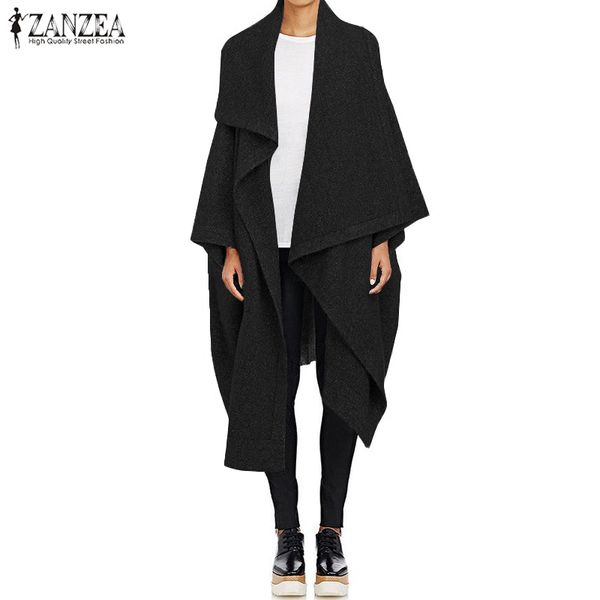 wool cape poncho women's coats 2019 zanzea autumn long trench fashion lapel neck cardigan jackets female casaco oversized, Black
wool cape poncho women's coats 2019 zanzea autumn long trench fashion lapel neck cardigan jackets female casaco oversized, Black