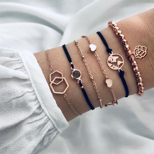 6 pcs/set female retro black rope leather heart map flower bead gold chain bracelet fashion hollow pendant bracelet jewelry gift
6 pcs/set female retro black rope leather heart map flower bead gold chain bracelet fashion hollow pendant bracelet jewelry gift
