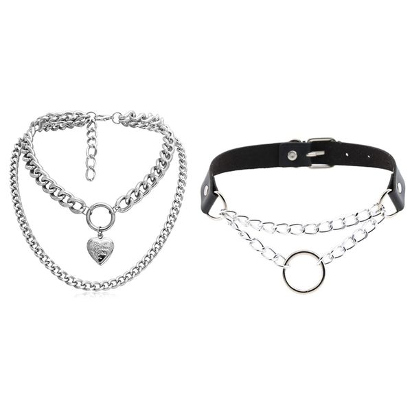 black harajuku punk choker necklace goth silver color chain & punk metal heart choker necklace for women big thick chain
black harajuku punk choker necklace goth silver color chain & punk metal heart choker necklace for women big thick chain