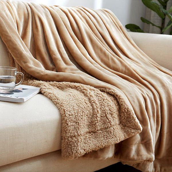 

jagdambe sherpa plush blanket warm thick throw coverlet reversible cashmere like fuzzy microfiber quilt bed couch cover blanket