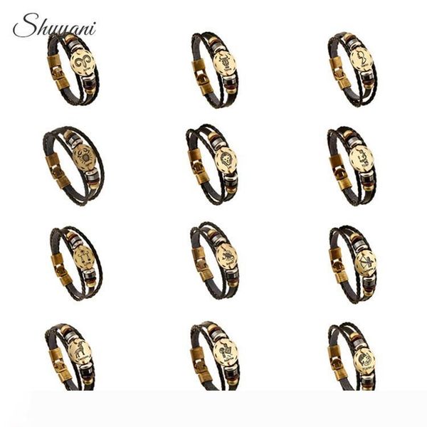 fashion bronze alloy buckles 12 zodiac signs bracelet constellations leather bracelet wooden bead charms jewelry, Golden;silver
fashion bronze alloy buckles 12 zodiac signs bracelet constellations leather bracelet wooden bead charms jewelry, Golden;silver
