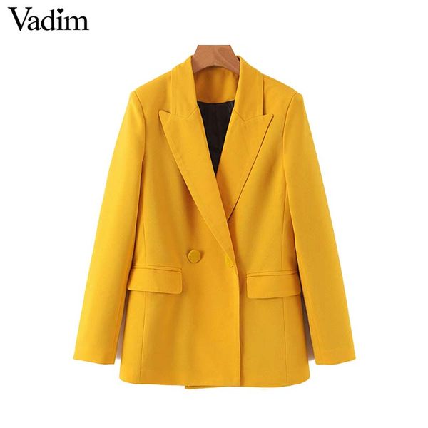 vadim women chic yellow blazer pockets double breasted long sleeve office wear coat female stylish solid outerwear ca498, White;black
vadim women chic yellow blazer pockets double breasted long sleeve office wear coat female stylish solid outerwear ca498, White;black