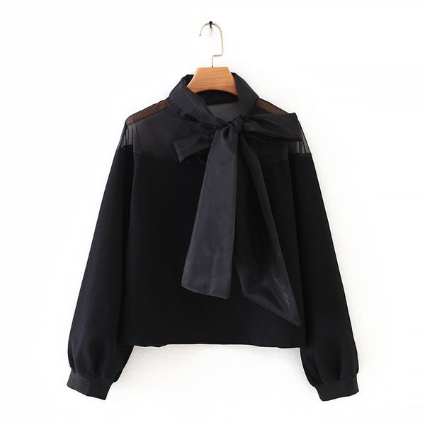 2019 women elegant bow tied organza patchwork casual black sweatershirts ladies autumn basic long sleeve hoodies chic h095
2019 women elegant bow tied organza patchwork casual black sweatershirts ladies autumn basic long sleeve hoodies chic h095