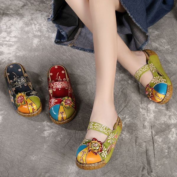 heels handmade vintage thick flower shoes pu leather woman ultra light sole mix color wedge ladies sandals, Black
heels handmade vintage thick flower shoes pu leather woman ultra light sole mix color wedge ladies sandals, Black