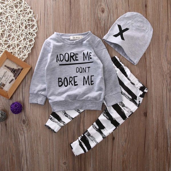 kids boys autumn clothes baby clothing sets newborn baby girl boy long sleeve t shirt+ zebra pant hat 3pcs outfits set, White 
kids boys autumn clothes baby clothing sets newborn baby girl boy long sleeve t shirt+ zebra pant hat 3pcs outfits set, White