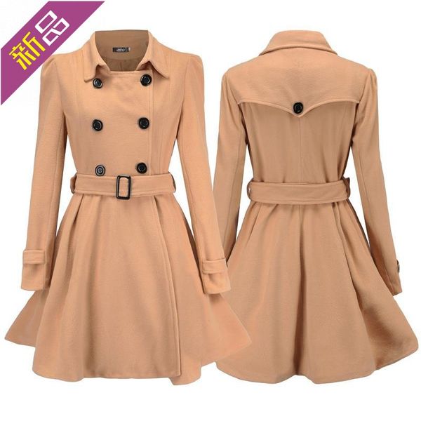 2019 european and american self-cultivation lotus leaf edge wool coat belt button wool coat windshield woman trench, Black 
2019 european and american self-cultivation lotus leaf edge wool coat belt button wool coat windshield woman trench, Black