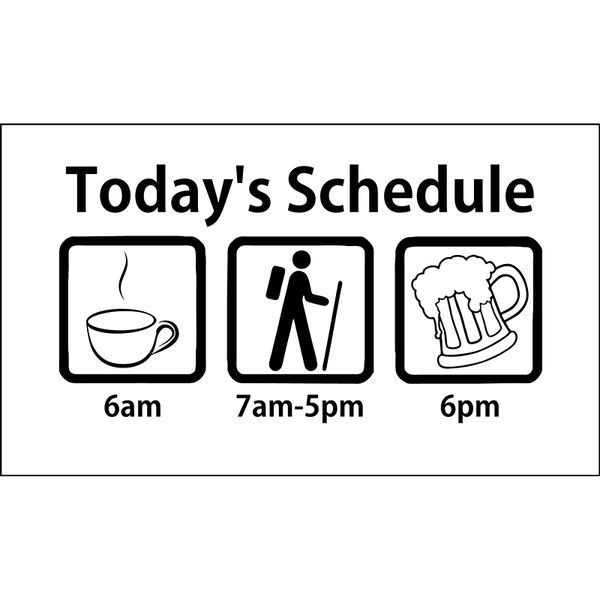 13.5*7.9cm hiking decal | today's schedule vinyl sticker | coffee hiking beer pictogram cool graphics vinyl decals
13.5*7.9cm hiking decal | today's schedule vinyl sticker | coffee hiking beer pictogram cool graphics vinyl decals