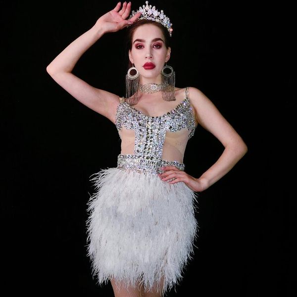 silver rhinestones transparent white feather dress dance celebrate dress outfit women's birthday bar prom party, Black;red
silver rhinestones transparent white feather dress dance celebrate dress outfit women's birthday bar prom party, Black;red
