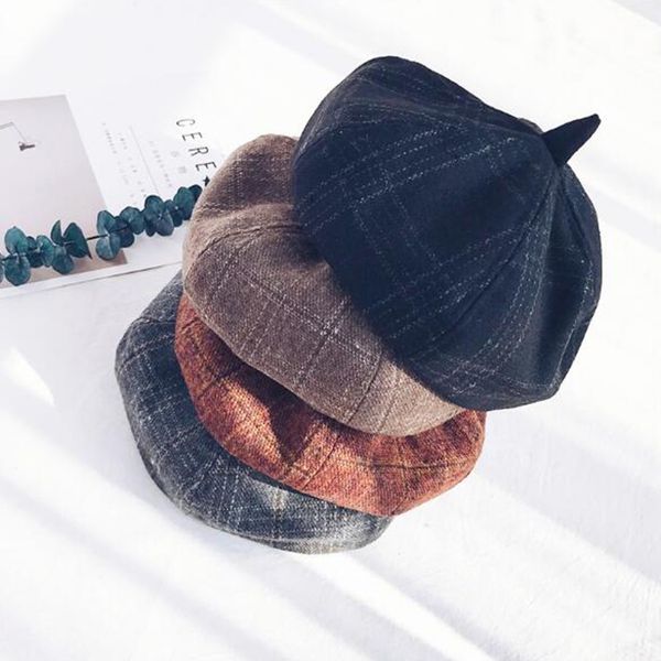 fashion elegant woolen plaid beret vintage women girls beret casual artists painter newsboy hats cap for women, Blue;gray
fashion elegant woolen plaid beret vintage women girls beret casual artists painter newsboy hats cap for women, Blue;gray