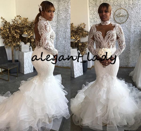 plus size mermaid wedding dresses with long sleeve 2020 high neck cascading ruffles african arabic lace applique trumpet wedding gown, White
plus size mermaid wedding dresses with long sleeve 2020 high neck cascading ruffles african arabic lace applique trumpet wedding gown, White