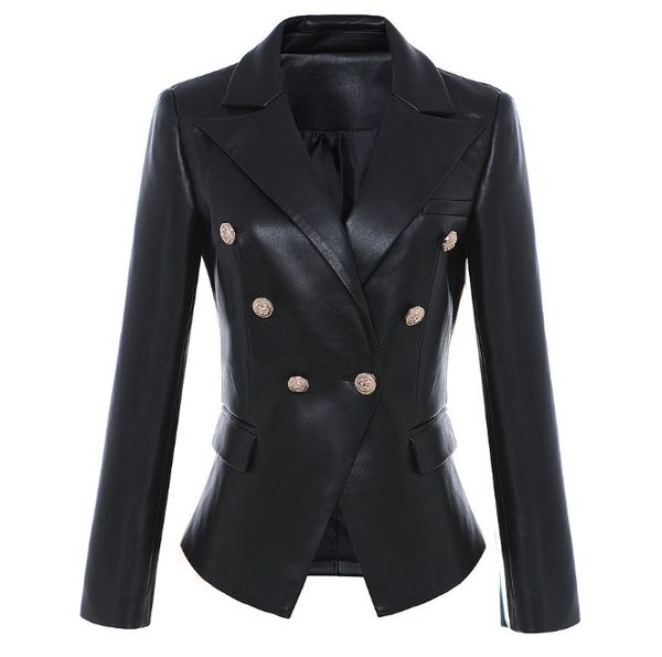 fashion-quality lion head metal button double-breasted leather suit blazer coat for spring and autumn women black short jackets j1, White;black
fashion-quality lion head metal button double-breasted leather suit blazer coat for spring and autumn women black short jackets j1, White;black