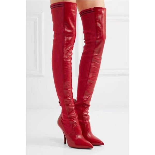 autumn winter women red black leather over knee long boots patchwork slim high heels pointed toe stilettos party shoes
autumn winter women red black leather over knee long boots patchwork slim high heels pointed toe stilettos party shoes