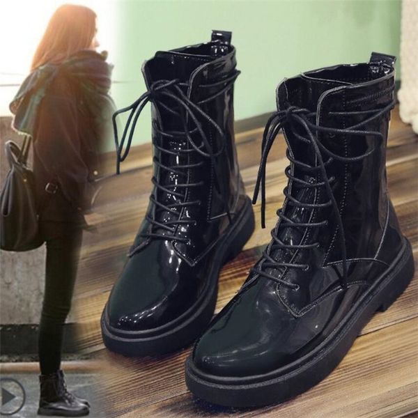 new women's winter motorcycle boots women's british style comfortable round middle calf boots low with martin boots, Black
new women's winter motorcycle boots women's british style comfortable round middle calf boots low with martin boots, Black