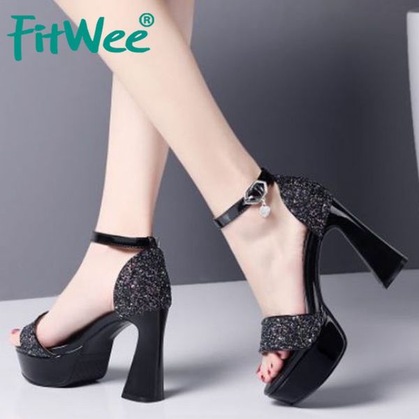 fitwee women sandals shoes high-quality metal buckle platform shoes women special strange high heels bling footwear size 33-42, Black
fitwee women sandals shoes high-quality metal buckle platform shoes women special strange high heels bling footwear size 33-42, Black