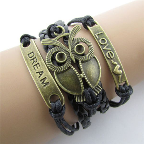 fashion femme women homme men bracelets bangles vintage ethnic style handwoven owl love confession jewelry gift, Black
fashion femme women homme men bracelets bangles vintage ethnic style handwoven owl love confession jewelry gift, Black