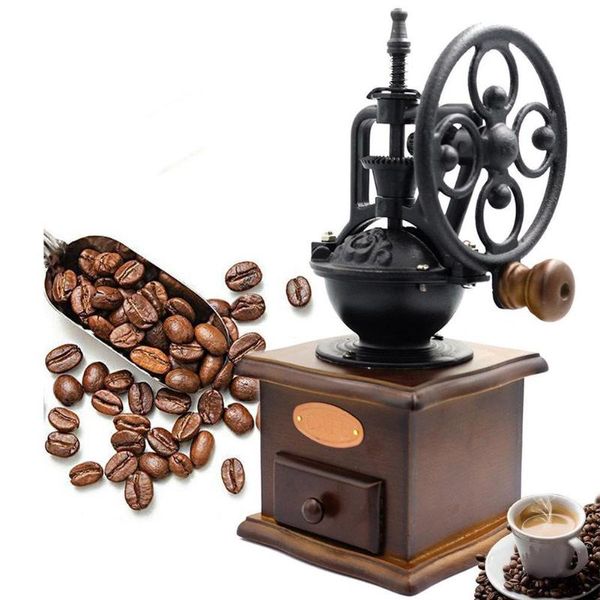 retro handheld manual home grinder for beans pepper coffee grinding