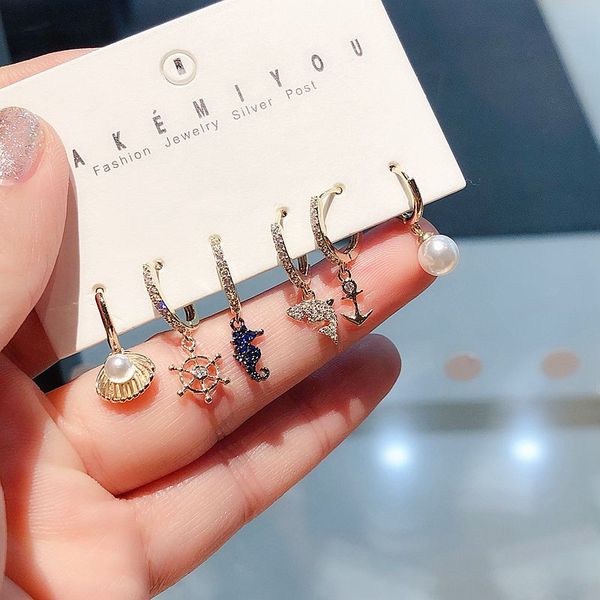high-end designer marine world dangle earrings set gold color ocean animal anchor cubic zircon earrings for women, Silver
high-end designer marine world dangle earrings set gold color ocean animal anchor cubic zircon earrings for women, Silver