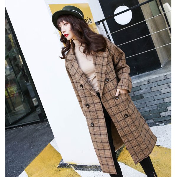 autumn winter check velvet coat women wool blend warm checkered woolen women's coats vintage long overcoat woman, Black
autumn winter check velvet coat women wool blend warm checkered woolen women's coats vintage long overcoat woman, Black