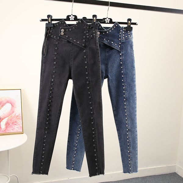 diamond beaded jeans woman side zipper irregular high-waist denim pants new stretch slim-fit cropped pants jeans mujer 2020, Blue
diamond beaded jeans woman side zipper irregular high-waist denim pants new stretch slim-fit cropped pants jeans mujer 2020, Blue