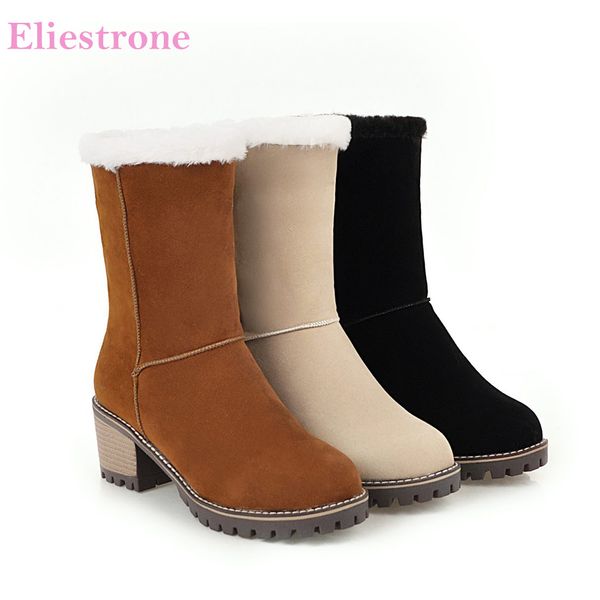 new winter thick fur brown beige mid calf women boots high heels lady nude snow shoes s220 plus big size 33 43, Black
new winter thick fur brown beige mid calf women boots high heels lady nude snow shoes s220 plus big size 33 43, Black