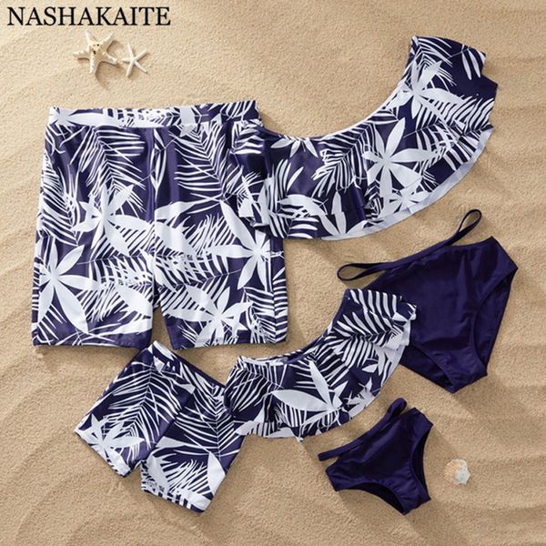 nashakaite family swimsuit summer tropical leaf print mother and daughter swimsuit beachwear men boys identical swimwear, Blue
nashakaite family swimsuit summer tropical leaf print mother and daughter swimsuit beachwear men boys identical swimwear, Blue