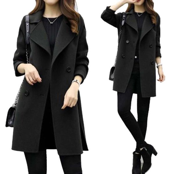 autumn winter coat women 2019 casual wool solid jackets blazers female elegant double breasted long coat ladies plus size cgu 88, Black
autumn winter coat women 2019 casual wool solid jackets blazers female elegant double breasted long coat ladies plus size cgu 88, Black