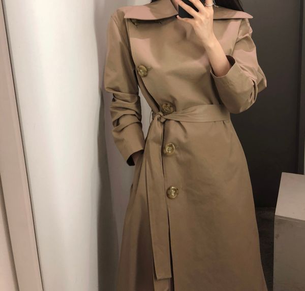 england style turn-down collar long coat women khaki white trench coat womens belt oblique single breasted windbreaker outerwear, Tan;black
england style turn-down collar long coat women khaki white trench coat womens belt oblique single breasted windbreaker outerwear, Tan;black