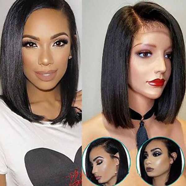 bob lace front human hair wigs with baby hair pre plucked brazilian remy hair full end straight short bob wig for black women, Black;brown
bob lace front human hair wigs with baby hair pre plucked brazilian remy hair full end straight short bob wig for black women, Black;brown
