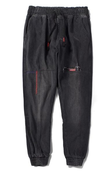 chic men teenager harem jeans spring casual jogger pants loose plus size hiphop jean pantalones, Blue