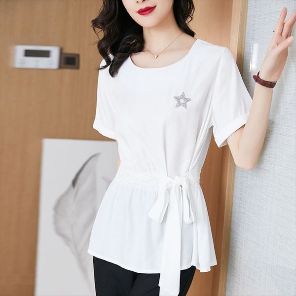 2020 women's fat mm loose waist drill large size slim short-sleeved t-shirt 2020 women's fat mm loose waist drill large size, White
2020 women's fat mm loose waist drill large size slim short-sleeved t-shirt 2020 women's fat mm loose waist drill large size, White