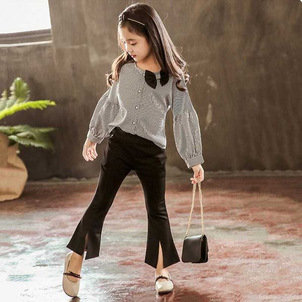 cuhk children's set striped girls blouse+black flared trousers 2pcs casual kids outfits fashion cotton blend teenager girl suit, White
cuhk children's set striped girls blouse+black flared trousers 2pcs casual kids outfits fashion cotton blend teenager girl suit, White