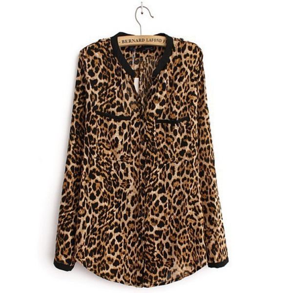 fashion-women leopard long-sleeved v-neck chiffon shirt casual blouse women's clothing, White
fashion-women leopard long-sleeved v-neck chiffon shirt casual blouse women's clothing, White