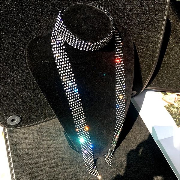 women singer bling shining neck tie necktie with crystal diamond detachable collar sailor dance stage show apparel accessories, Black;blue
women singer bling shining neck tie necktie with crystal diamond detachable collar sailor dance stage show apparel accessories, Black;blue