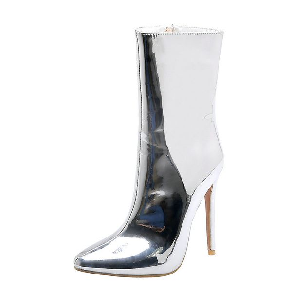 women boots super high heel ankle boots fashion zipper pointed toe autumn winter plush shoes women gold silver, Black
women boots super high heel ankle boots fashion zipper pointed toe autumn winter plush shoes women gold silver, Black