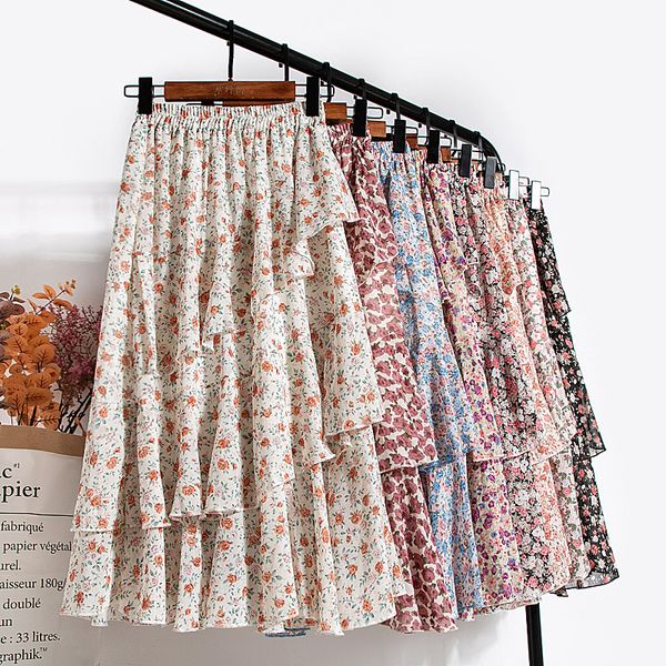 summer sweet floral long chiffon skirt irregular ruffled floral printed cakee a-line chiffon long skirt, Black
summer sweet floral long chiffon skirt irregular ruffled floral printed cakee a-line chiffon long skirt, Black