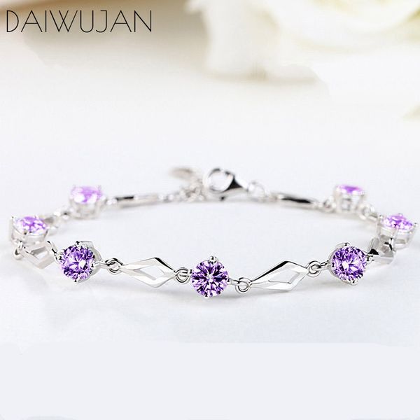 daiwujan rhombic bracelets purple amethyst crystal 925 sterling silver charm women's bracelet party anniversary jewelry gift, Golden;silver
daiwujan rhombic bracelets purple amethyst crystal 925 sterling silver charm women's bracelet party anniversary jewelry gift, Golden;silver