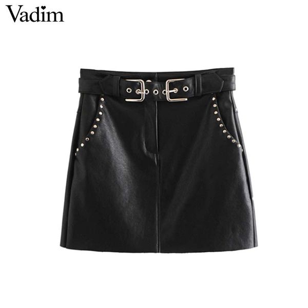 vadim women pu leather little black skirt rivet stuffed sashes pockets faldas mujer solid casual chic mini skirts ba284
vadim women pu leather little black skirt rivet stuffed sashes pockets faldas mujer solid casual chic mini skirts ba284