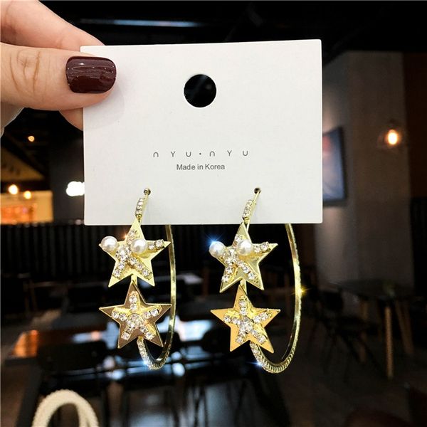 fashion luxury designer lovely cute star pearl big circular hooop stud earrings for women girls sparkling diamond zircon crystals, Golden;silver
fashion luxury designer lovely cute star pearl big circular hooop stud earrings for women girls sparkling diamond zircon crystals, Golden;silver