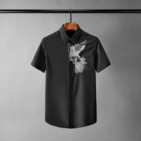 new eagle embroidered mens shirts luxury short sleeve solid color casual male shrits plus size 4xl slim fit party man shirts, White;black
new eagle embroidered mens shirts luxury short sleeve solid color casual male shrits plus size 4xl slim fit party man shirts, White;black