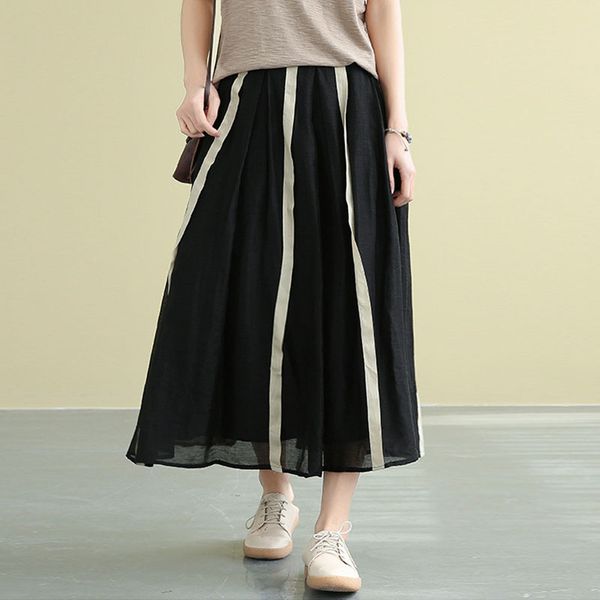 spring summer fashion retro patchwork striped skirt 2020 leisure loose comfortable women cotton linen long casual a-line skirt, Black
spring summer fashion retro patchwork striped skirt 2020 leisure loose comfortable women cotton linen long casual a-line skirt, Black